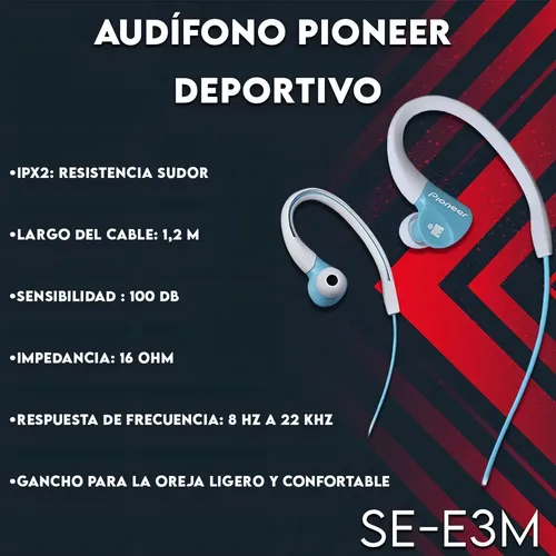 Audifonos Pioneer Ironman Se-e3m-gr Aqua Deportivos Celeste - Imagen 5