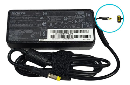 Cargador Lenovo Original 20v 3.25a Punta Rectangular Negro